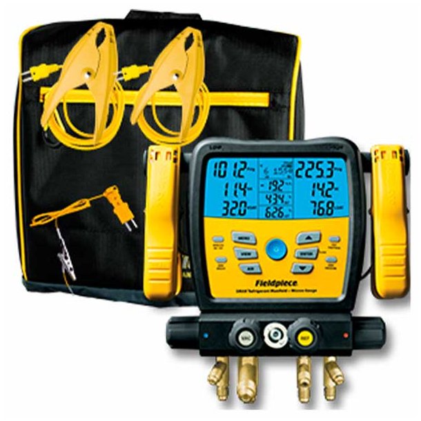 4-vejs, trdls Manometer-/Vakuummetermanifolds st-Fuld Bluetooth