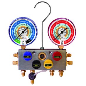 4-vejs manifold til R32, R410A (+ R22, R407C), 80 mm CL 1 instrumenter