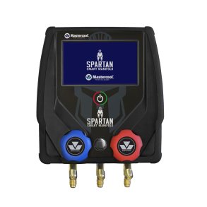 Komplet 2-vejs digital trdls manometer/vakuummetermanifolds st i kasse med 2 klemmer samt slangest med ventil p 150 cm. (Glder s lnge lager haves)