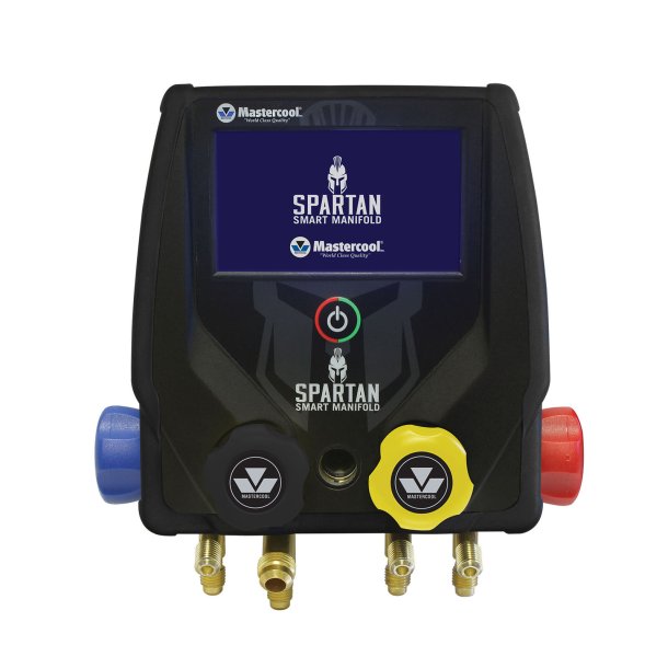 Komplet 4-vejs digital trdls manometer/vakuummetermanifolds st i kasse med 2 klemmer samt slangest med ventil p 150 cm.