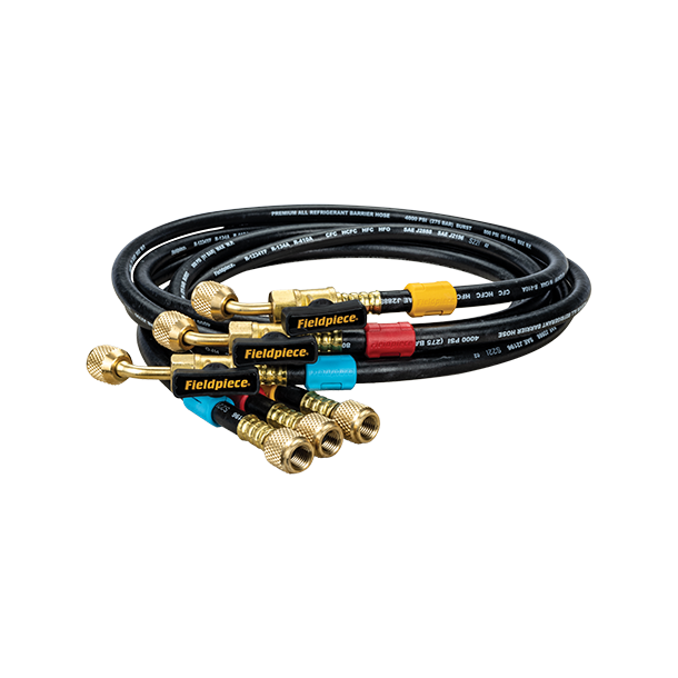 Fyldeslangest, 3 farveklips, med 5/16" kugleventil,  2 x 5/16" samt 1 x 1/4",  1,5 m