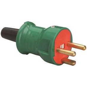 Stikprop 230V med jord, r�d/gr�n, slagfast