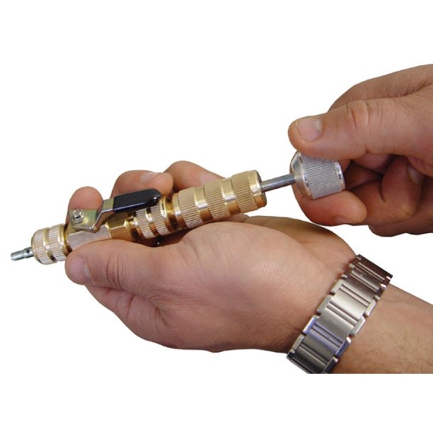 Schraderventilskift u/tryk, 1/4" og 5/16", glat aksel