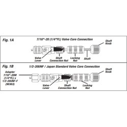 Schraderventilskift u/tryk, 1/4" og 5/16", glat aksel