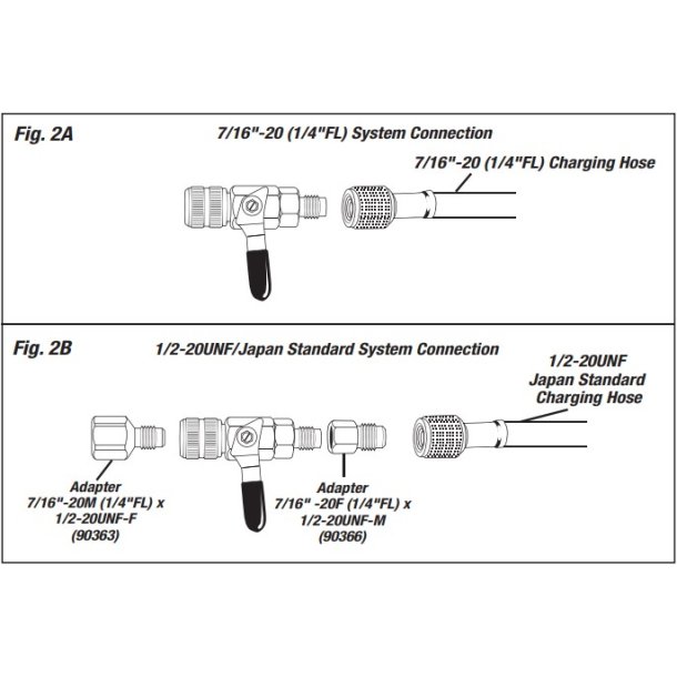 Schraderventilskift u/tryk, 1/4" og 5/16", glat aksel