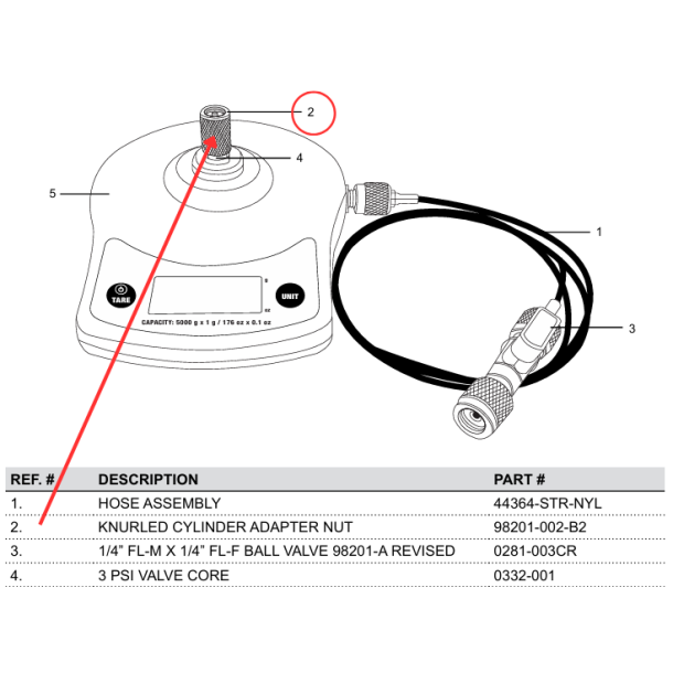 Cylinder adapter til k&oslash;lemiddelsv&aelig;gt MC98202.