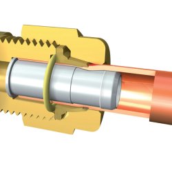 Adapter, 90, 3/8"-3/8", loddefri samling, R410A, R32, R290