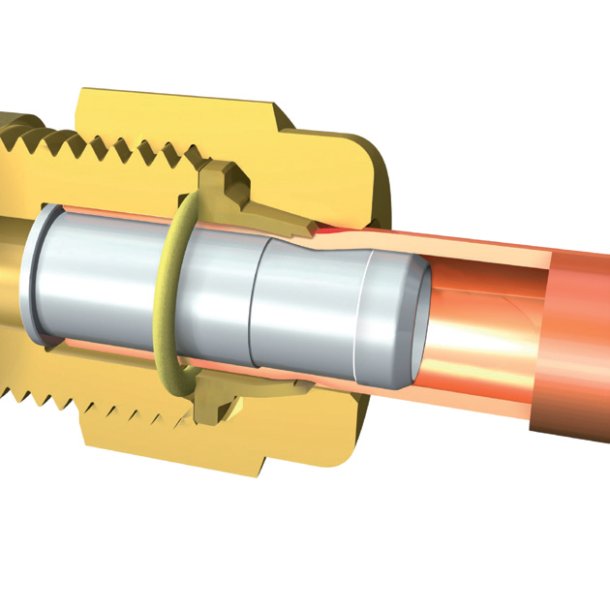 Adapter, 90, 3/8"-3/8", loddefri samling, R410A, R32, R290