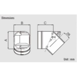 Inaba, SKF-77, plan vinkel 45, hvid