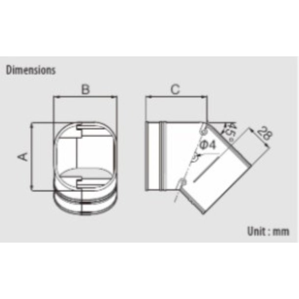 Inaba, SKF-77, plan vinkel 45, sort