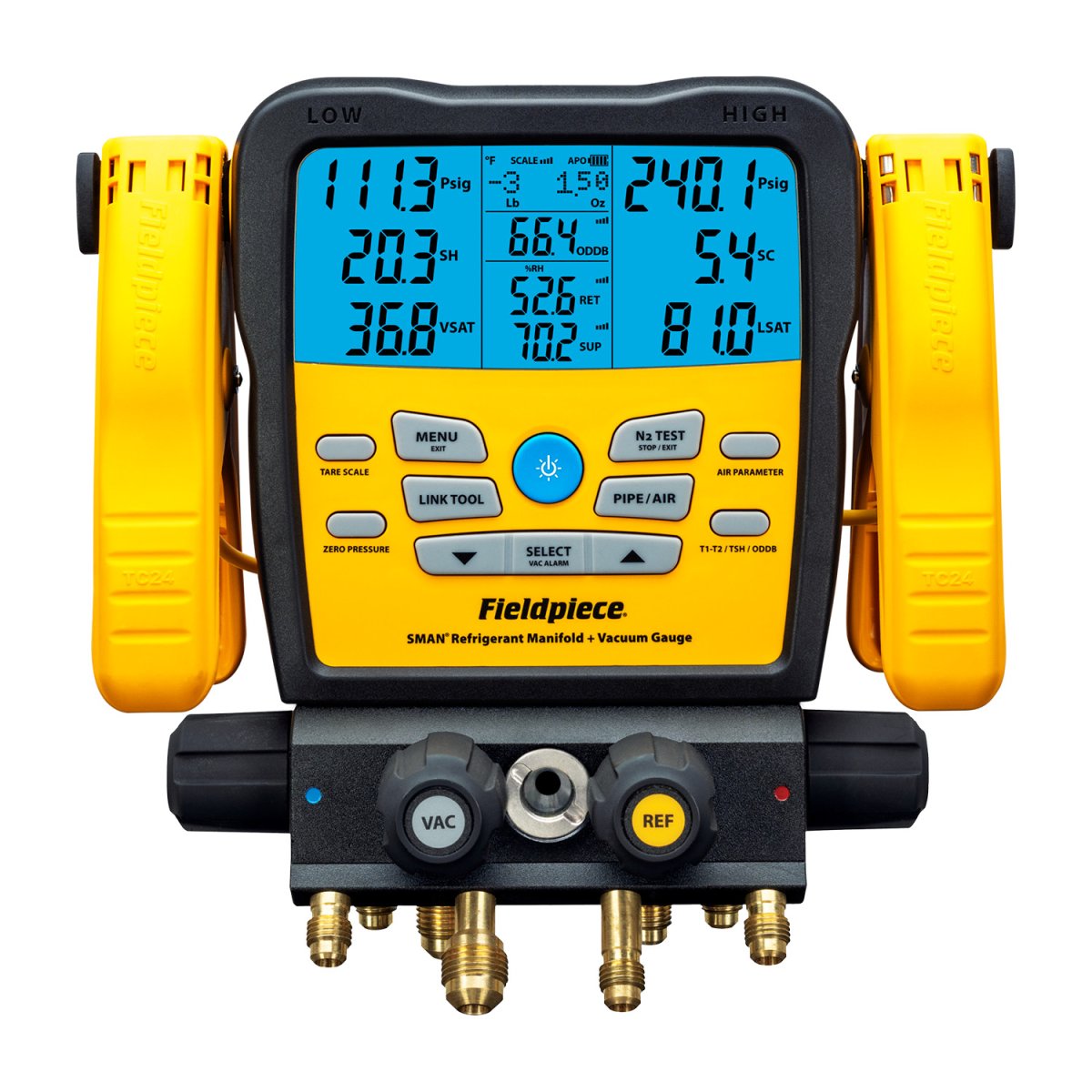 Fieldpiece 4-vejs, trådløs Manometer-/Vakuummetermanifolds sæt-Fuld ...