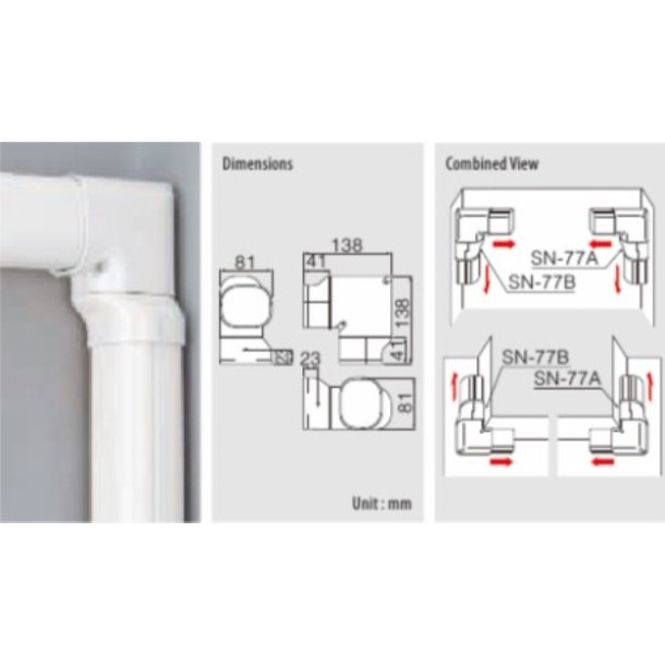 Inaba, SN-77 plan vinkel 90 drejet, beige