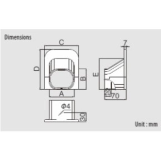 Inaba, SP-77 overgangsstykke til tag, hvid