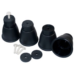 Justerbare plastfdder, sort, 45 mm plastnitte