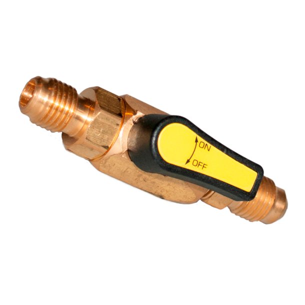Kugleventil, 1/4"M - 1/4"M, lige - lige, gul
