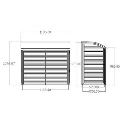 XL Hus til udedel, sort, pulverlakeret stl, med service lge, 900-1020 x 1105 x 520 mm