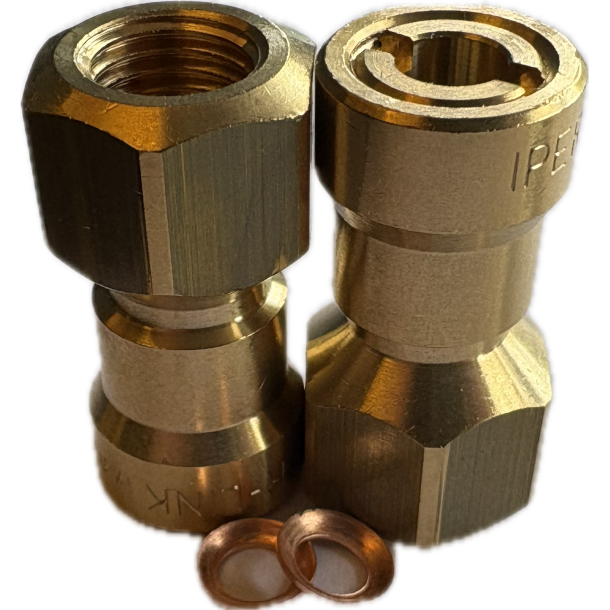 Adapter kravetilslutning med loddefri samling 2 stk.  1/4" op til 52bar