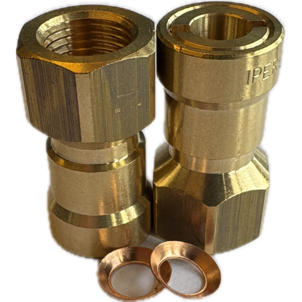 Adapter kravetilslutning med loddefri samling 2 stk.  5/8" op til 52bar