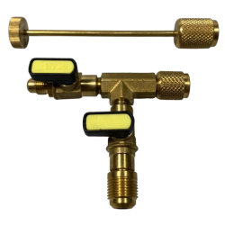 Serviceventil v&aelig;rkt&oslash;j 1/4", med 3/8" + 1/4" SAE tilslutning
