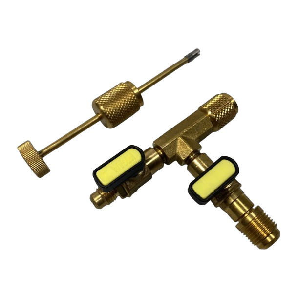 Serviceventil vrktj 1/4", med 3/8" + 1/4" SAE tilslutning