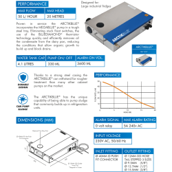 ArctikBlue rustfri st&aring;l kabinet inkl. kondenspumpe og reservoir 4,1 L (g&aelig;lder s&aring; l&aelig;nge lager haves)